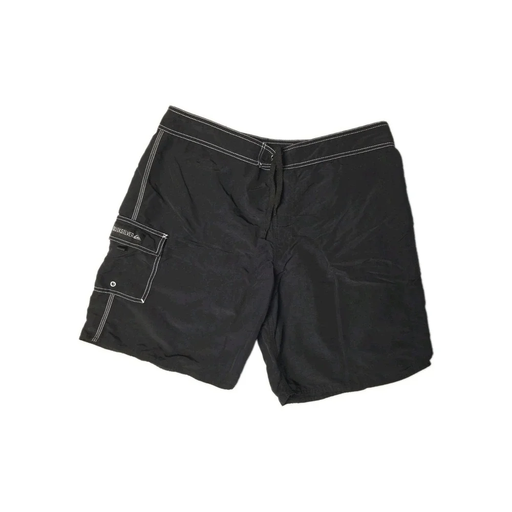 Quiksilver Mens Black Contrast Stitch Nylon Cargo Board Shorts Size 36 Q101412